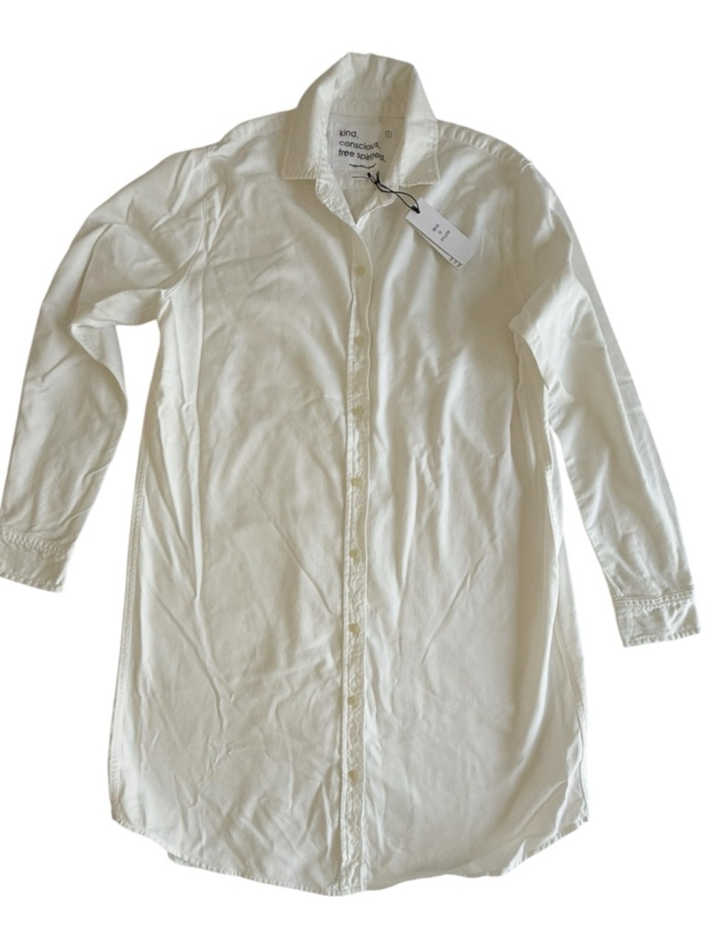 Unsubscribed White Oxford Shirt Dress S 100% Cotton Button Down Minimal NWT - Picture 9 of 16